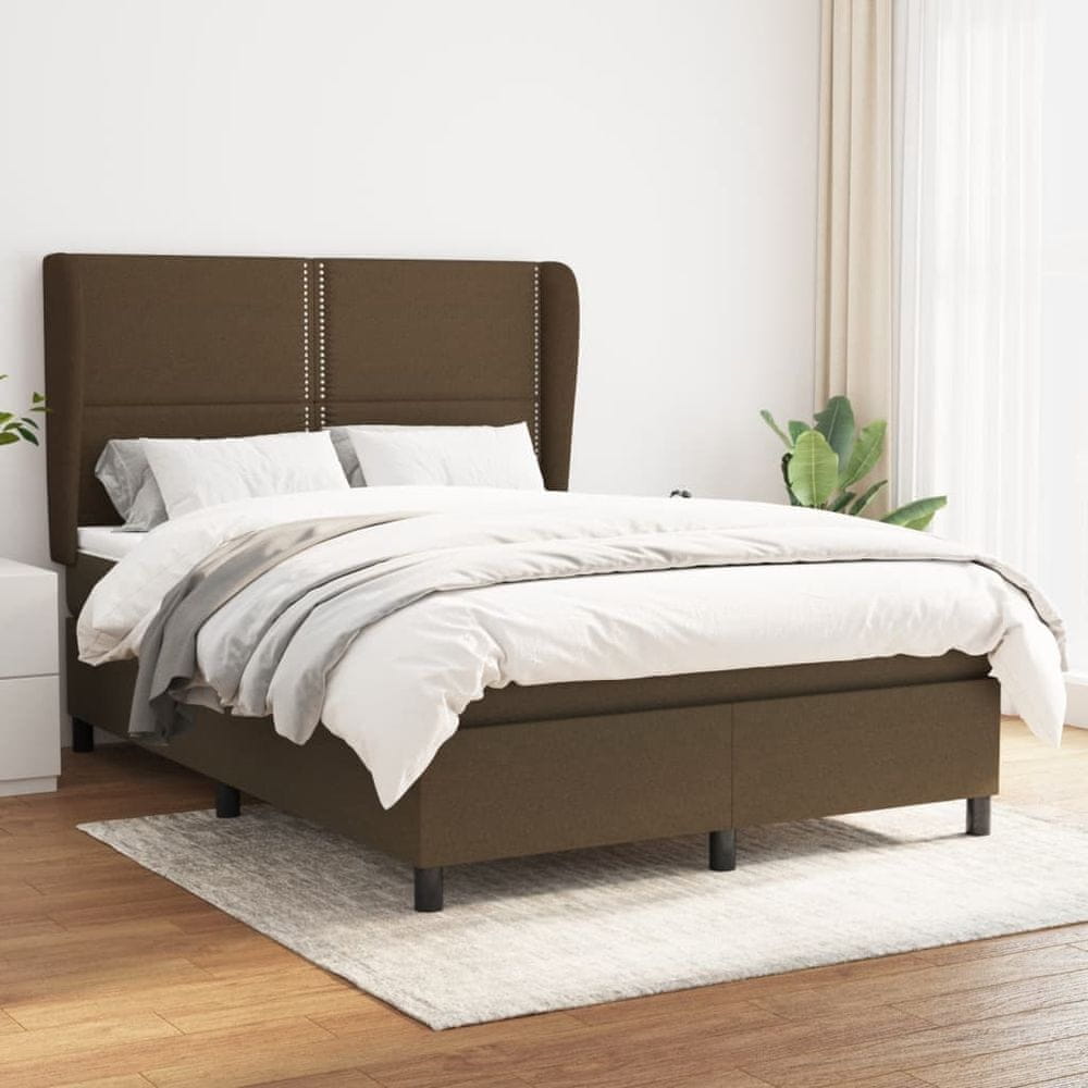 Vidaxl Boxspring posteľ s matracom tmavohnedá 140x200 cm látka