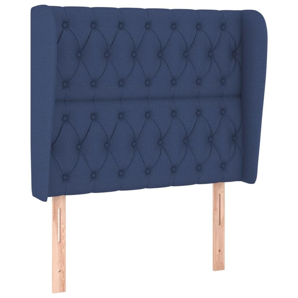Vidaxl Čelo postele so záhybmi modré 103x23x118/128 cm látka