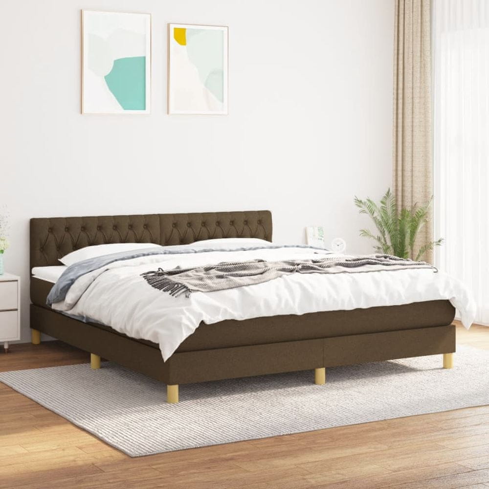 Petromila vidaXL Boxspring posteľ s matracom tmavohnedá 180x200 cm látka