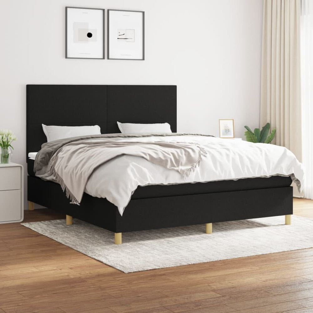 Petromila vidaXL Posteľný rám boxspring s matracom čierny 160x200 cm látka