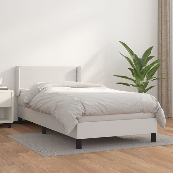 shumee Boxspring posteľ s matracom biela 90x200 cm umelá koža