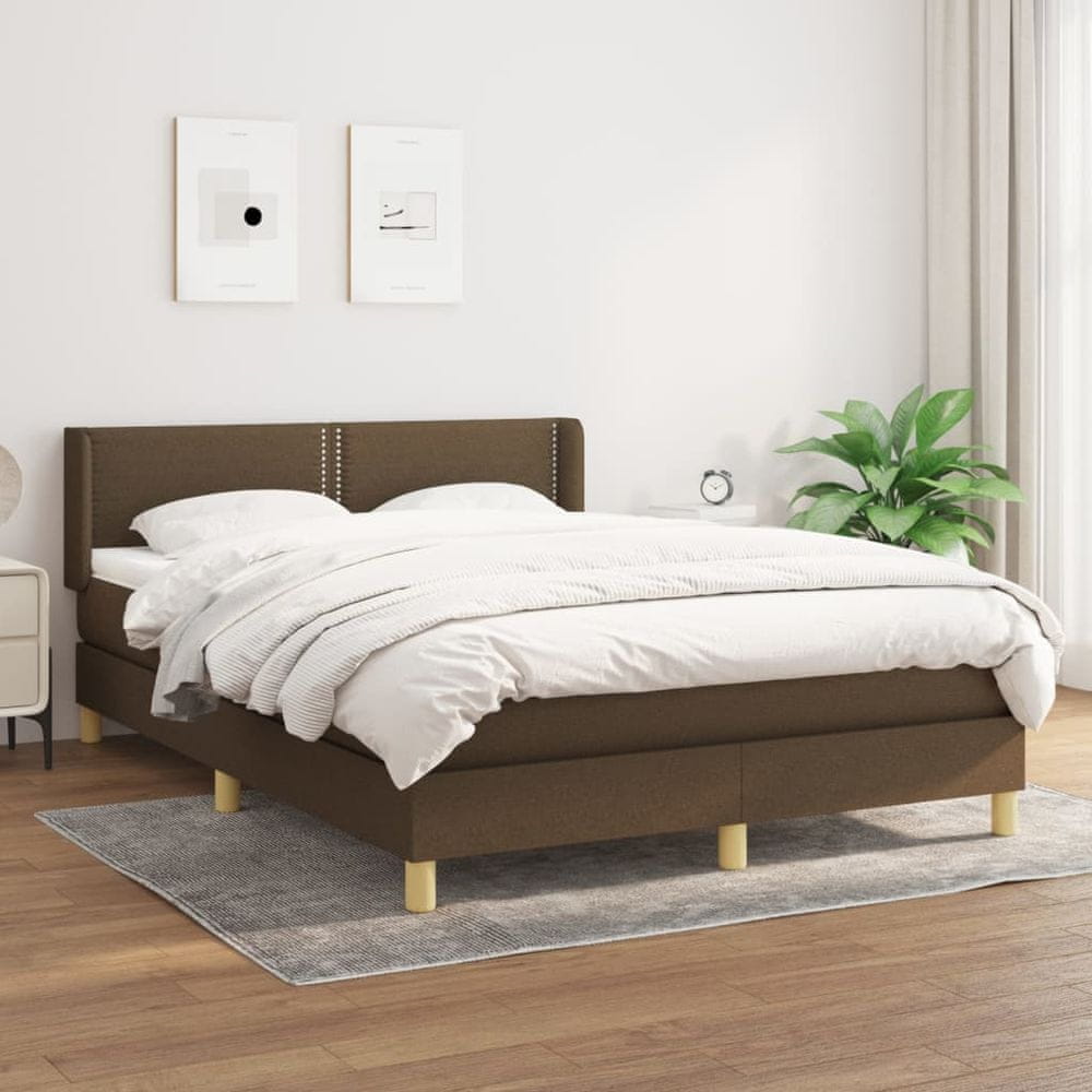 shumee Boxspring posteľ s matracom tmavohnedá 140x200 cm látka
