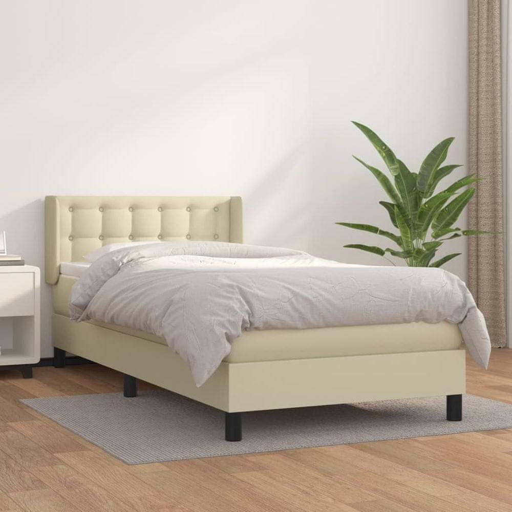 shumee Boxspring posteľ s matracom krémová 90x200 cm umelá koža