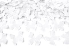 PartyDeco Vystreľovacie konfety biele motýle 60cm