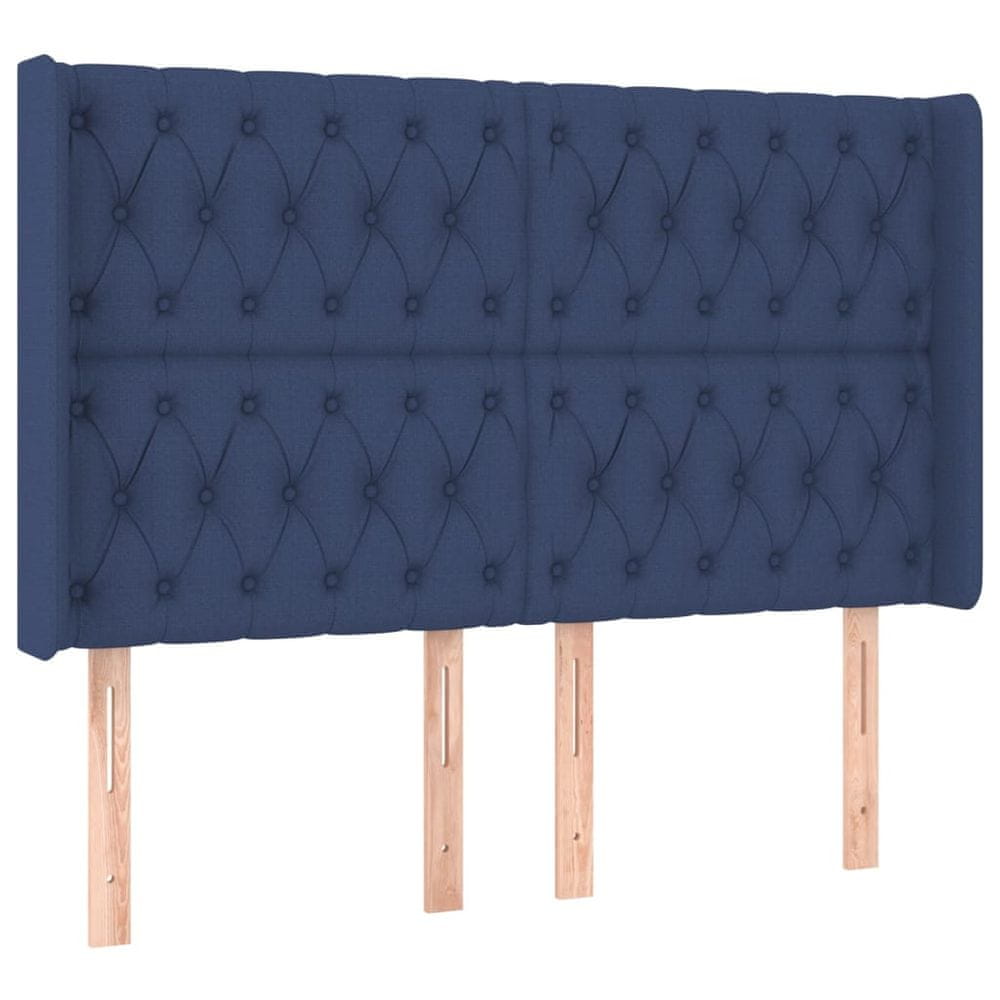 Vidaxl Čelo postele so záhybmi modrý 163x16x118/128 cm látka