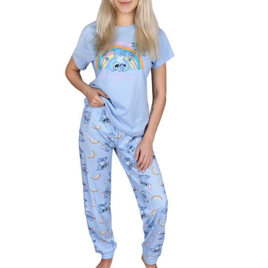 Disney Dámske dvojdielne bavlnené pyžamo s krátkym rukávom Stitch Disney