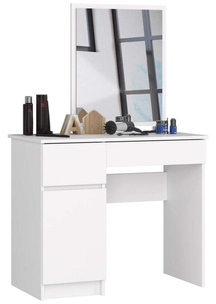 Akord Kozmetický stolík so zrkadlom P-2 II 90x50 cm biely ľavý