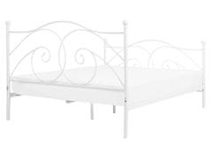 Beliani Biela kovová posteľ s rámom 160 x 200 cm DINARD