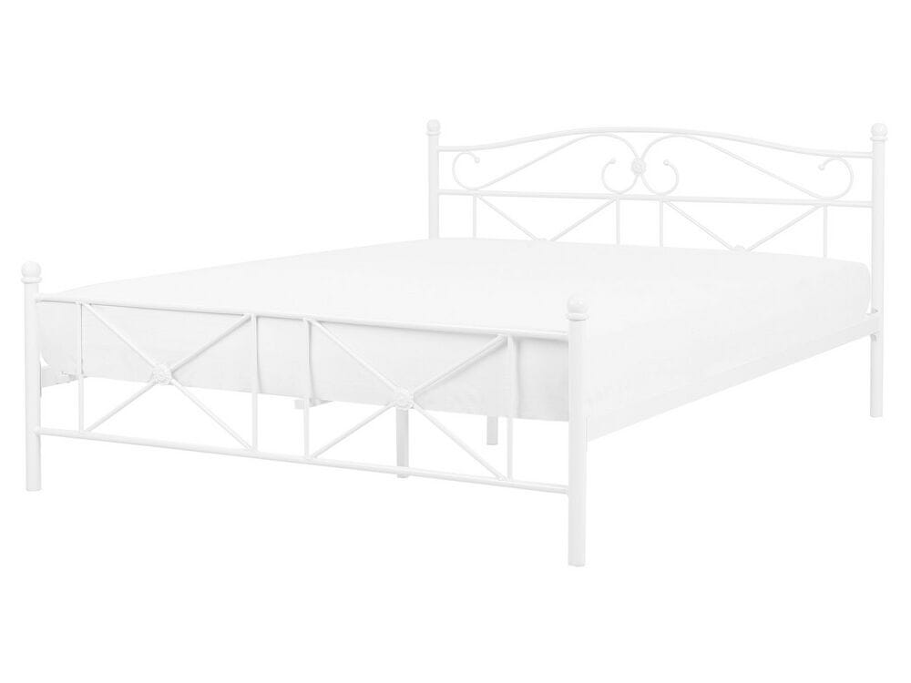 Beliani Biela kovová posteľ s rámom 160 x 200 cm RODEZ