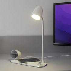 Tellur Nostalgia stolná lampa s bezdrôtovou nabíjačkou 15W, a Bluetooth reproduktorom 5W, biela