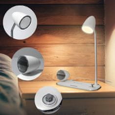 Tellur Nostalgia stolná lampa s bezdrôtovou nabíjačkou 15W, a Bluetooth reproduktorom 5W, biela