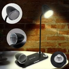 Tellur Nostalgia stolná lampa s bezdrôtovou nabíjačkou 15W, a Bluetooth reproduktorom 5W, čierna