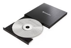 VERBATIM DVD/CD Externá Slimline napaľovačka, USB-C 3.2, čierna,