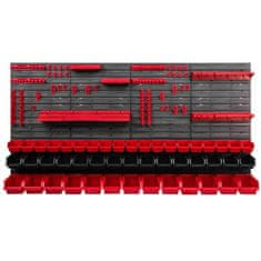 botle Dielenský panel pre nástroje 156 x 78 cm s 47 ks. Krabic zavesené Červené a Čierne Boxy plastová