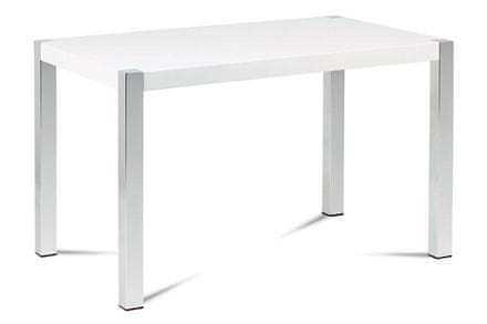 Autronic Moderný jedálenský stôl Jídelní stůl 120x75 cm, MDF deska, bílý vysoký lesk, chromované nohy (AT-2066 WT) (2xKarton)
