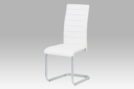 Autronic Moderná jedálenská stolička Jídelní židle, koženka bílá / šedý lak (DCL-102 WT)
