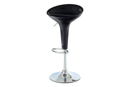 Autronic Barová stolička Barová židle, černý plast, chromová podnož, výškově nastavitelná (AUB-9002 BK)
