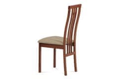 Autronic Drevená jedálenská stolička Jídelní židle, masiv buk, barva třešeň, látkový béžový potah (BC-2482 TR3)