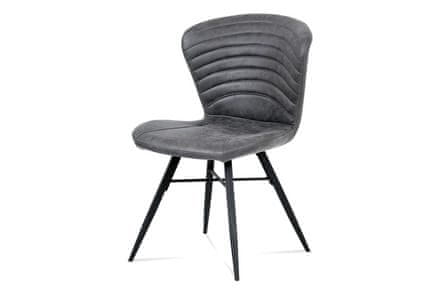 Autronic Moderná jedálenská stolička Jídelní židle, šedá látka vintage, kov černý mat (HC-442 GREY3)