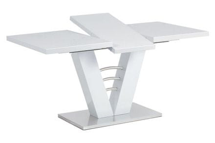 Autronic Moderný jedálenský stôl Rozkládací jídelní stůl 120+40x80 cm, bílý lesk / broušený nerez (HT-510 WT) (2xKarton)