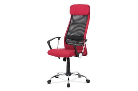 Autronic Kancelárska stolička Kancelářská židle, bordó látka, černá MESH, houpací mech, kříž chrom (KA-V206 BOR)