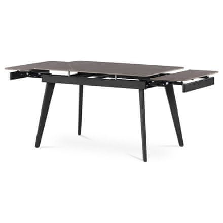 Autronic Moderný jedálenský stôl Jídelní stůl 120+30+30x80 cm, keramická deska šedý mramor, kov, černý matný lak (HT-405M GREY)