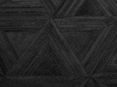 Beliani Okrúhly koberec z hovädzej kože 140 cm čierny KASAR