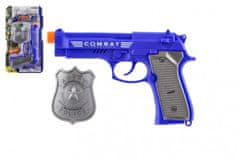 Teddies Pištoľ policajná 20cm plast s odznakom na batérie so zvukom so svetlom