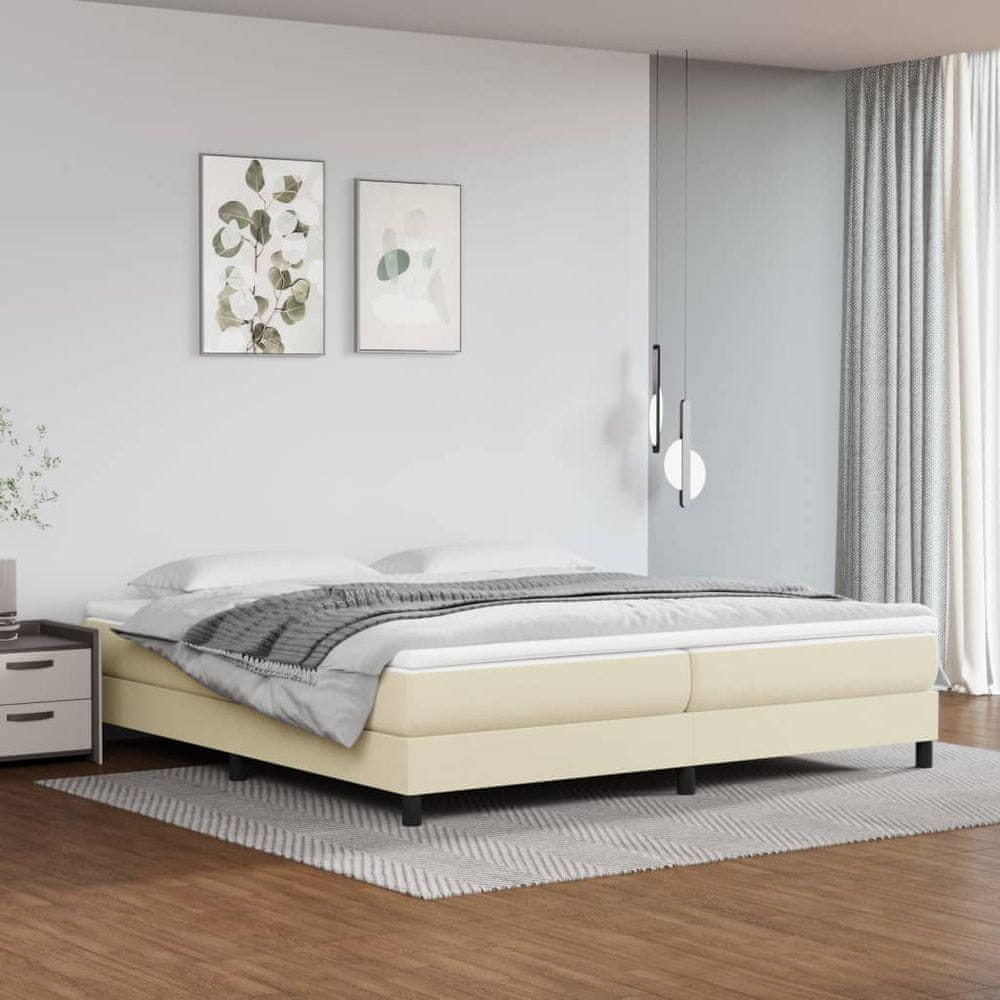 shumee Boxspring posteľ s matracom krémová 200x200 cm umelá koža
