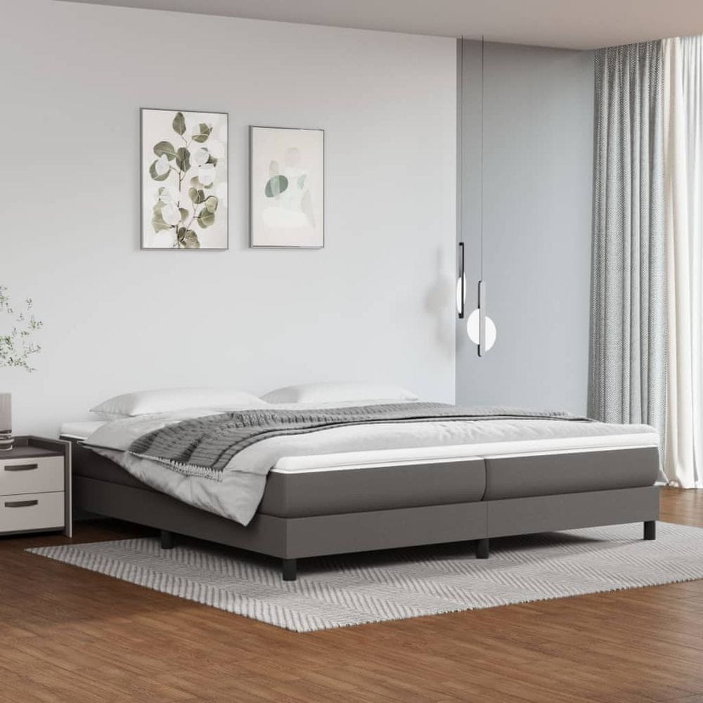 shumee Boxspring posteľ s matracom sivá 200x200 cm umelá koža