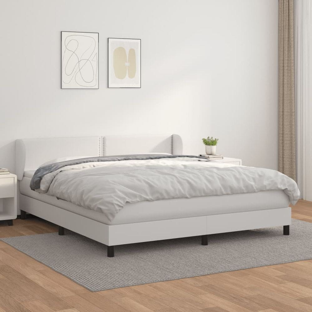 Petromila vidaXL Boxspring posteľ s matracom biela 160x200 cm umelá koža