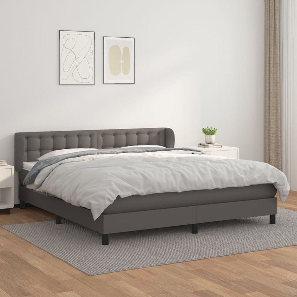 Petromila vidaXL Boxspring posteľ s matracom sivá 180x200 cm umelá koža