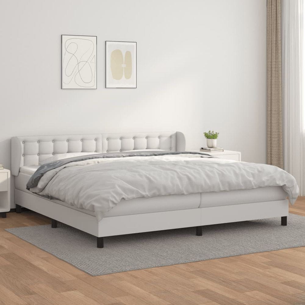 shumee Boxspring posteľ s matracom biela 200x200 cm umelá koža