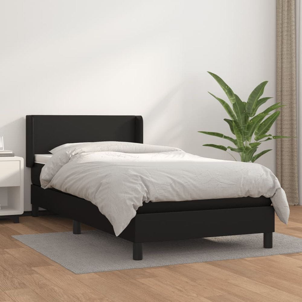 shumee Boxspring posteľ s matracom čierna 100x200 cm umelá koža