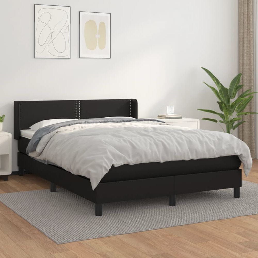 shumee Boxspring posteľ s matracom čierny 140x190 cm umelá koža