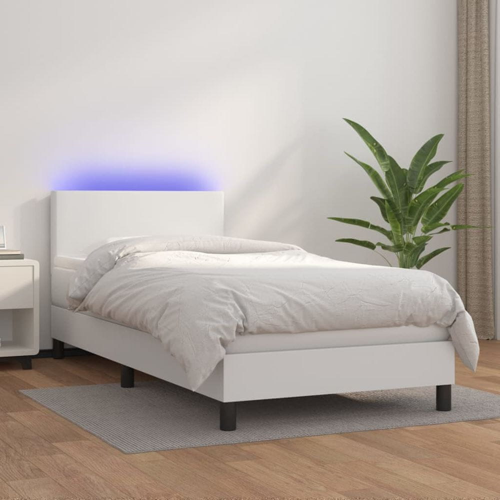 shumee Boxspring posteľ s matracom a LED biela 90x190 cm umelá koža