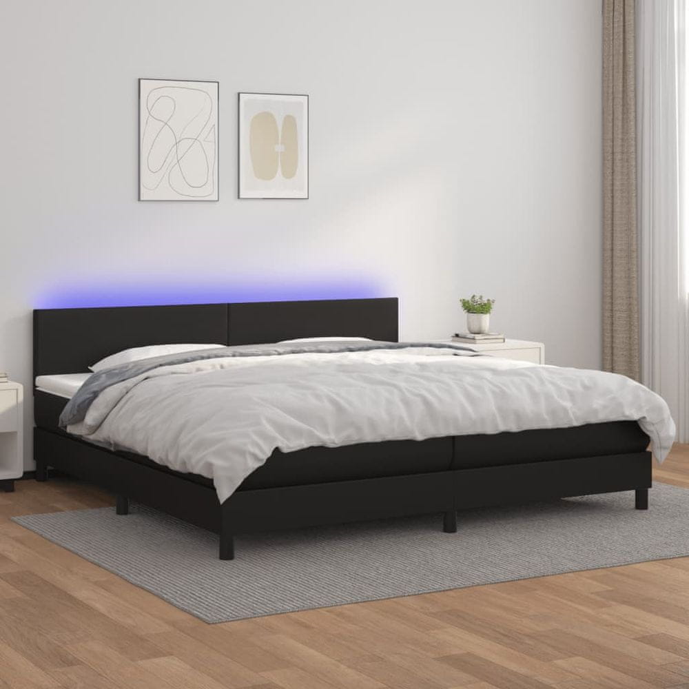 Petromila vidaXL Boxspring posteľ s matracom a LED čierna 200x200 cm umelá koža