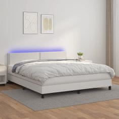 shumee Boxspring posteľ s matracom a LED biela 180x200 cm umelá koža
