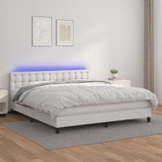 shumee Boxspring posteľ s matracom a LED biela 160x200 cm umelá koža