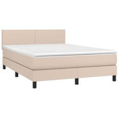 shumee Boxspring posteľ matrac a LED kapučínová 140x190 cm umelá koža