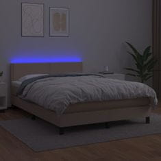 shumee Boxspring posteľ matrac a LED kapučínová 140x190 cm umelá koža