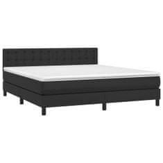 shumee Boxspring posteľ s matracom a LED čierna 180x200 cm umelá koža