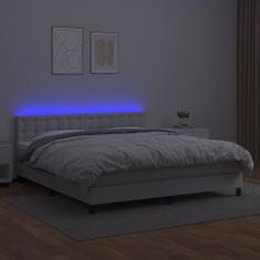 shumee Boxspring posteľ s matracom a LED biela 160x200 cm umelá koža