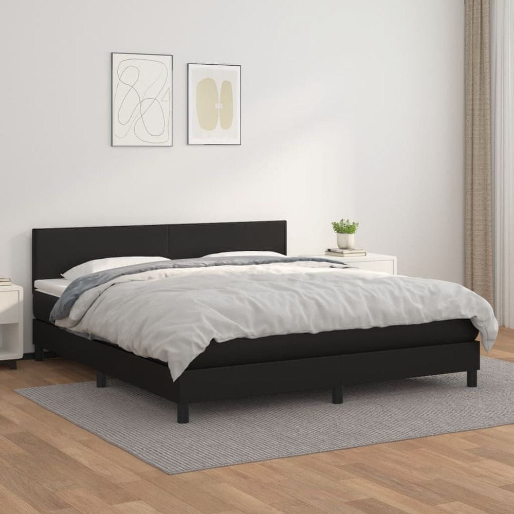 shumee Boxspring posteľ s matracom čierna 160x200 cm umelá koža