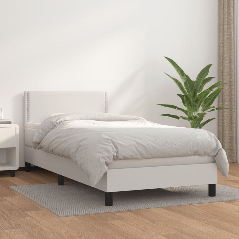 Petromila vidaXL Boxspring posteľ s matracom biela 90x190 cm umelá koža