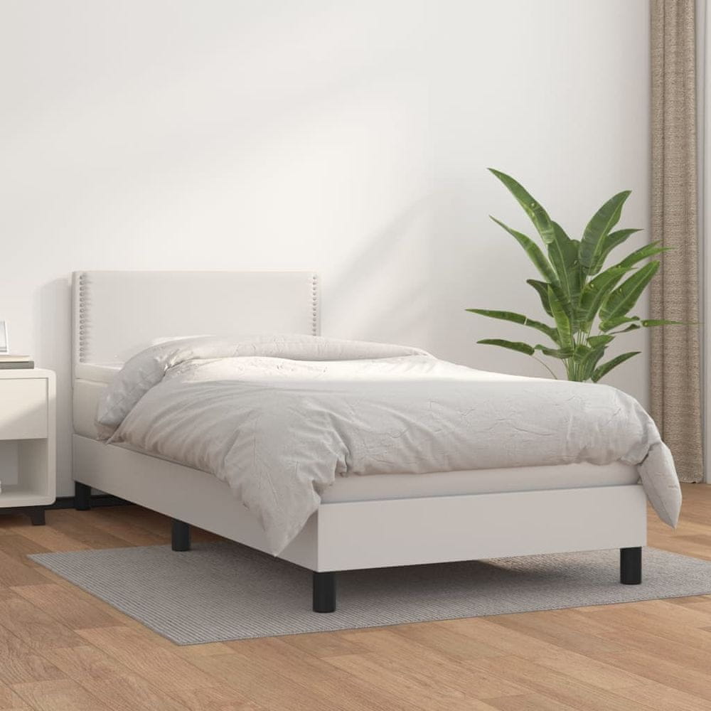 shumee Boxspring posteľ s matracom biela 100x200 cm umelá koža