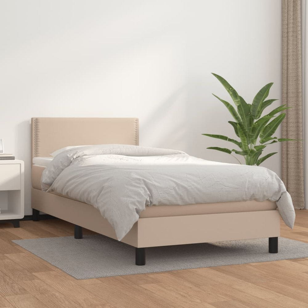 shumee Boxspring posteľ s matracom kapučínová 80x200 cm umelá koža