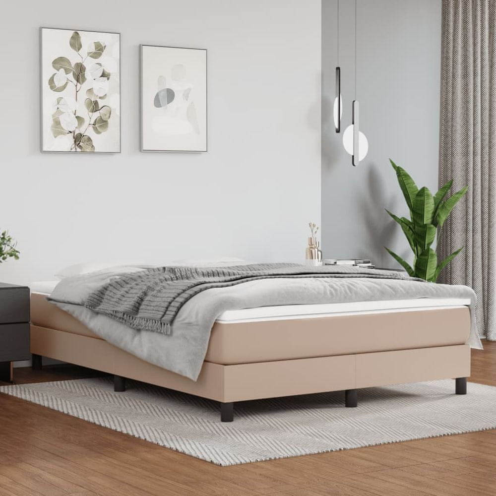 shumee Boxspring posteľ s matracom kapučínová 140x190 cm umelá koža
