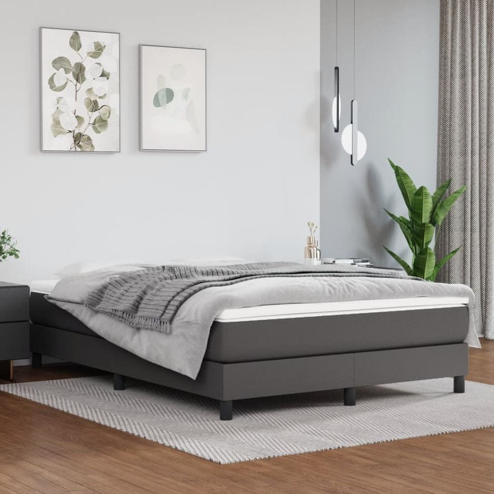 Petromila vidaXL Boxspring posteľ s matracom sivá 140x190 cm umelá koža