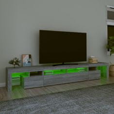shumee TV skrinka s LED svetlami sivá sonoma 260x35x40 cm